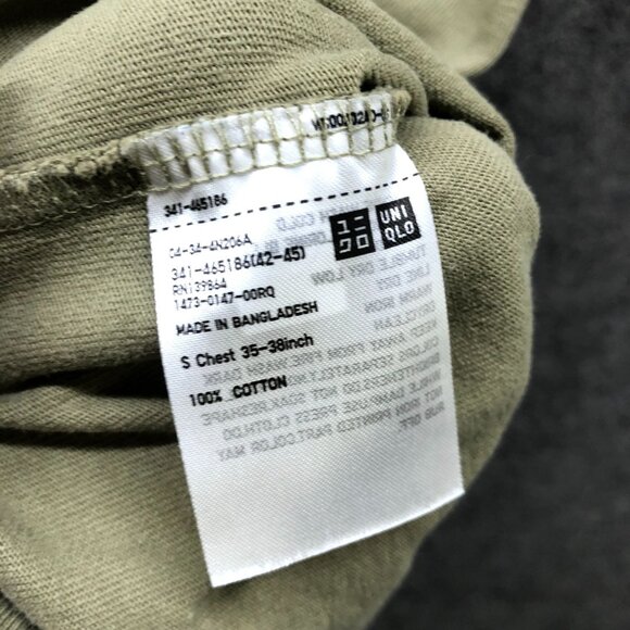 Uniqlo U Cotton Crewneck T Shirt Mens S Olive Green Short Sleeve Solid Plain - Picture 6 of 8
